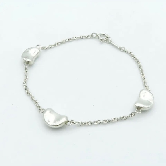 Tiffany & Co. Sterling Silver Elsa Peretti 3 Bean 7" Bracelet in Pouch & Box - Picture 6 of 7